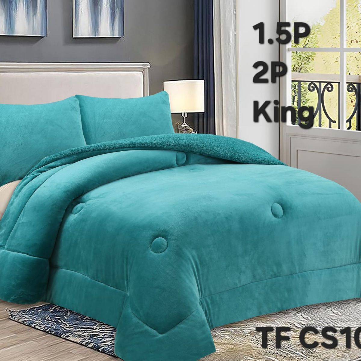 GENERICO - Cubrecama de Invierno Plush con Chiporro 2p Turquesa TFCS10