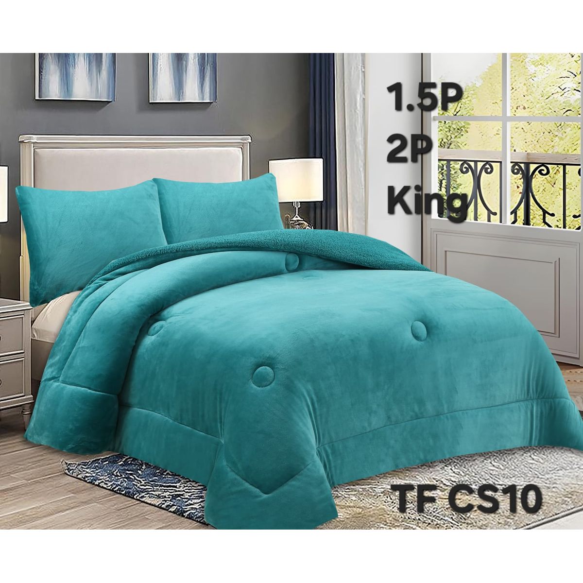 GENERICO - Cubrecama de Invierno Plush con Chiporro 2p Turquesa TFCS10