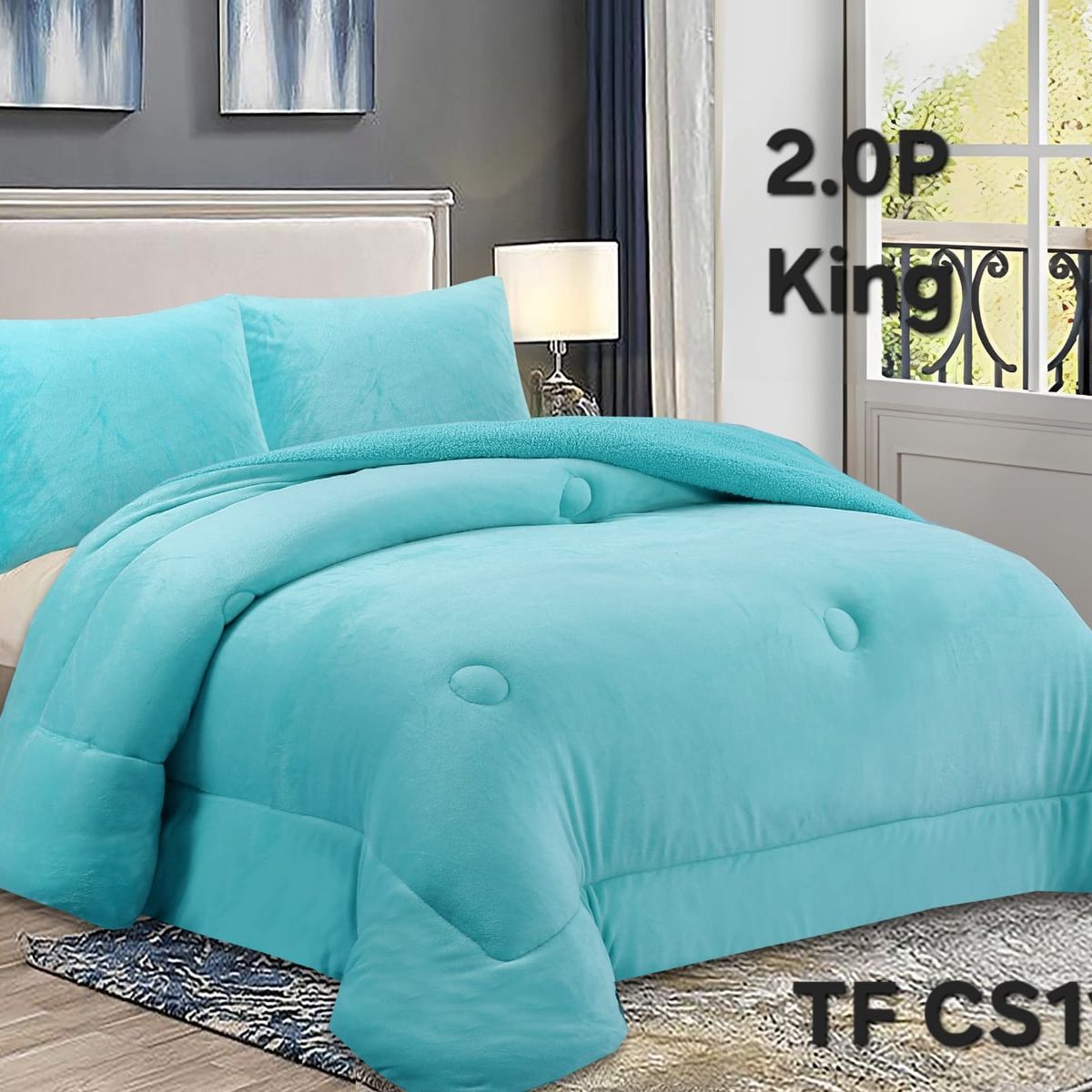 GENERICO - Cubrecama de Invierno Plush con Chiporro 2p Celeste TFCS11