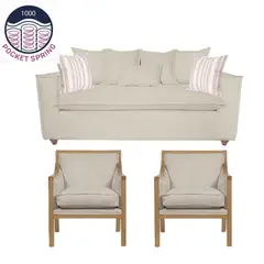 SITIAL HOME - Juego de Living Domenico 311 Sofá resortes + 2 Sitiales Color Beige