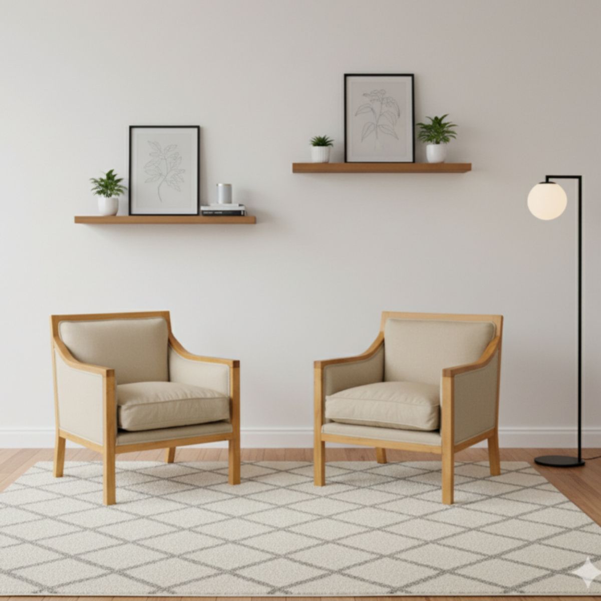 SITIAL HOME - Living Domenico 311 Beige Claro Sofá 3 cuerpos resortes + 2 Sitiales