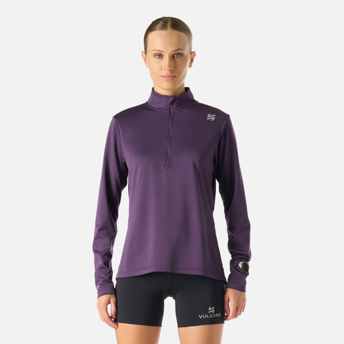 VULCANO - Polerón Mujer Built To Move 1/4 Zip Midlayer Morado Oscuro Vulcano