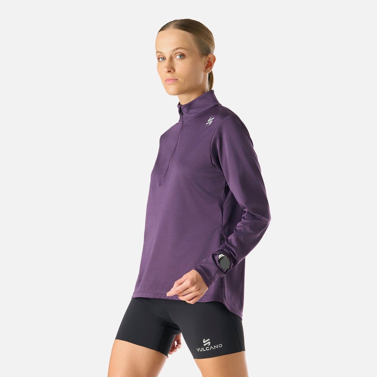 VULCANO - Polerón Mujer Built To Move 1/4 Zip Midlayer Morado Oscuro Vulcano