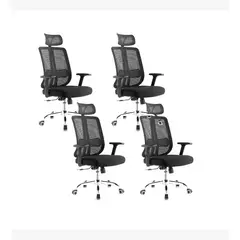 CORI CORI - Pack 4 Silla de Oficina Mesh Negra Ejecutiva