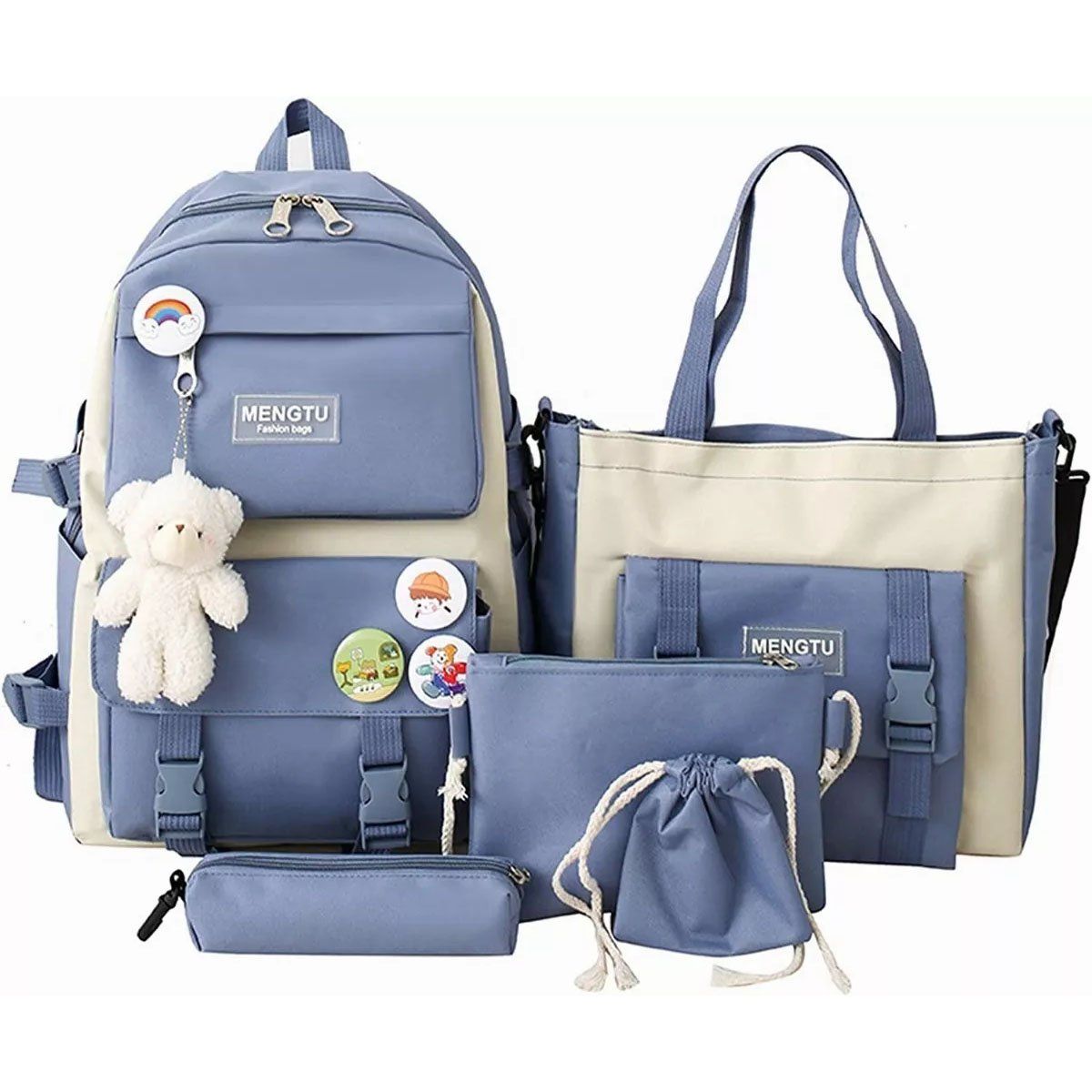 EDWINAYY - Mochila Escolar Viaje Kawaii Estilo Coreano 5 Piezas