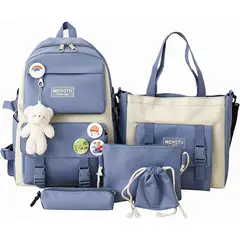 EDWINAYY - Mochila Escolar Viaje Kawaii Estilo Coreano 5 Piezas