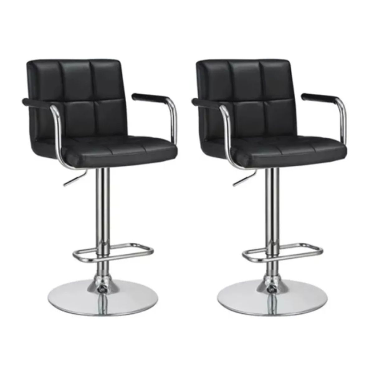 GENERICO - Pack 2 Piso Bar Con Respaldo Cuadrado Y Posa Brazos