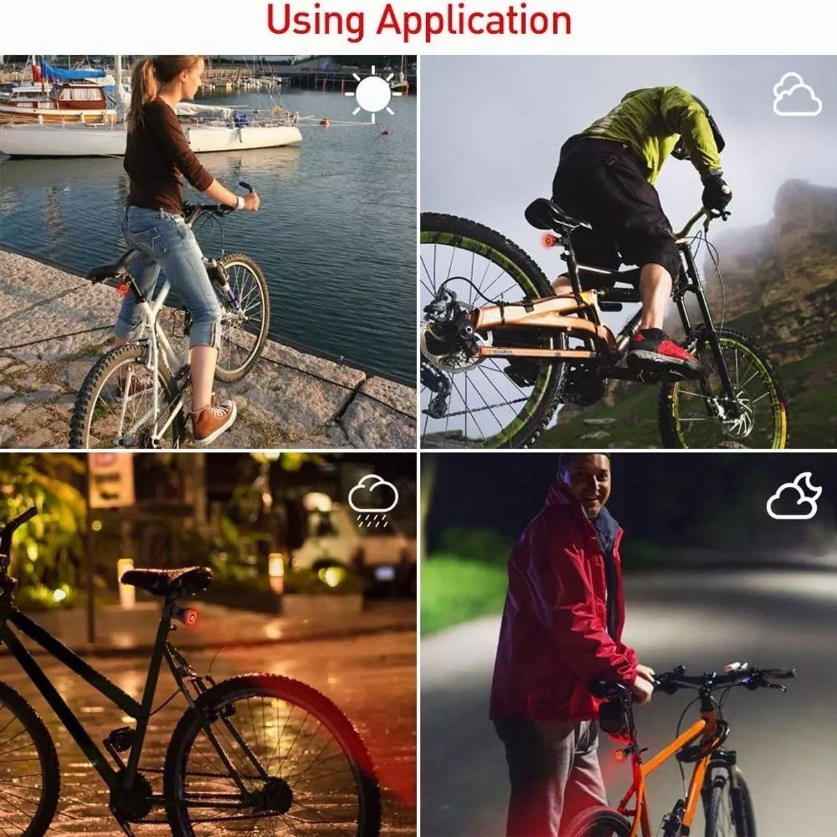 EDWINAYY - Luz De Bicicleta Led Con Sensor De Freno Recargable Usb Ipx6