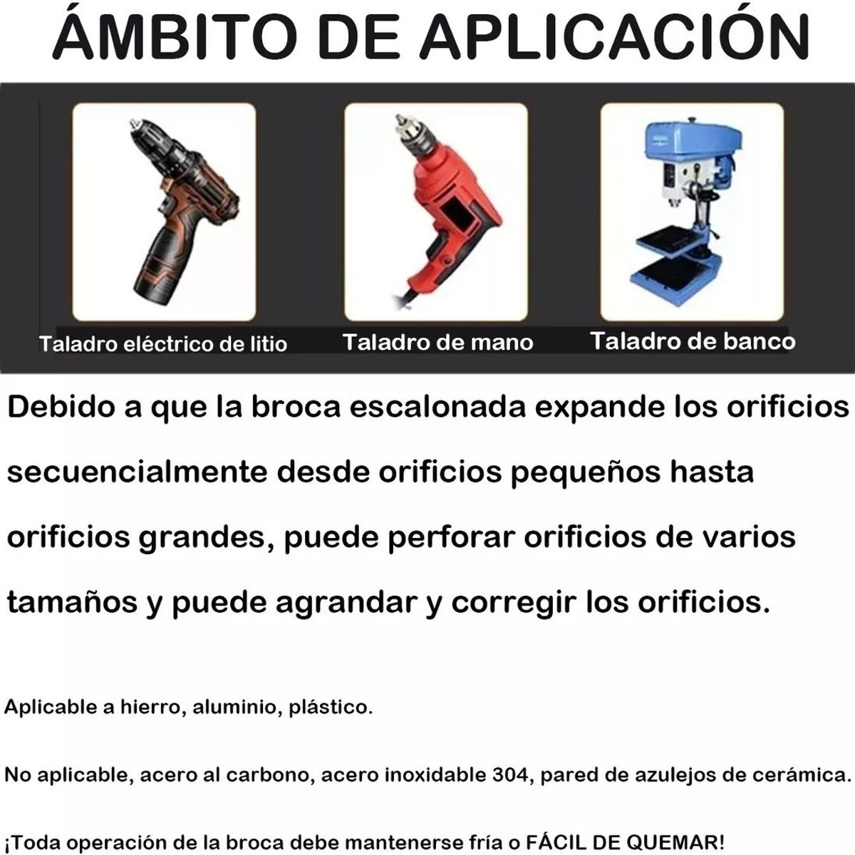 KUANGYE - 6 Brocas Escalonadas Sierra Titanio Acero Hss 4-12/20/32mm