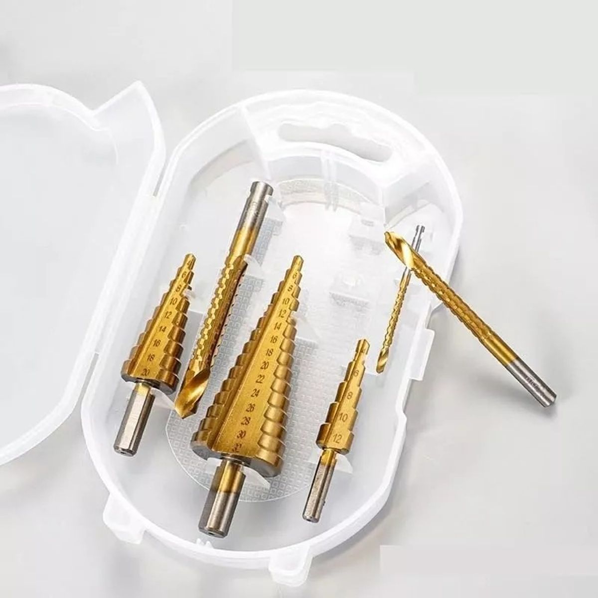 KUANGYE - Juego De 6 Brocas Cónicas Hss Acero Titanio Metal + Estuche