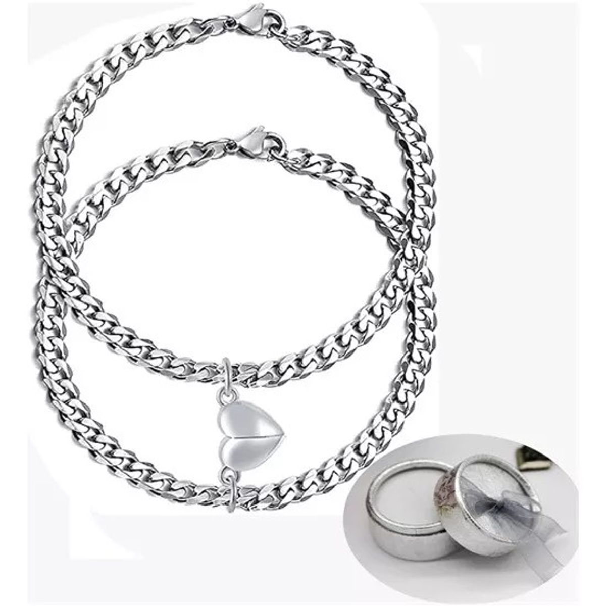 KUANGYE - Pulseras Para Parejas Con Corazón Magnético De Acero