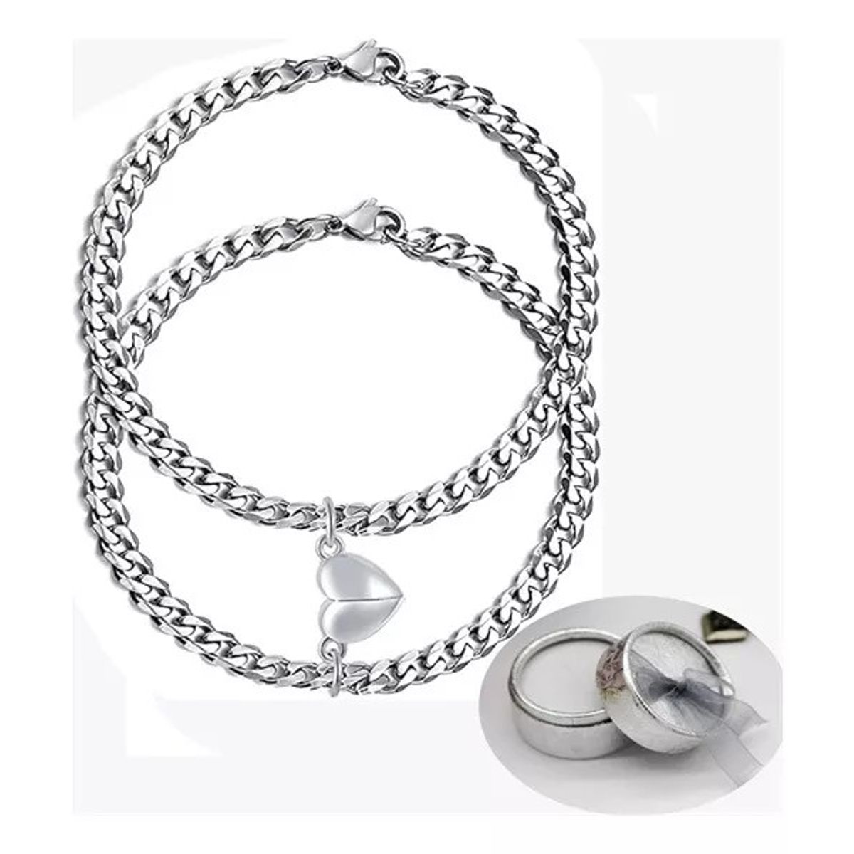 KUANGYE - Pulseras Para Parejas Con Corazón Magnético De Acero