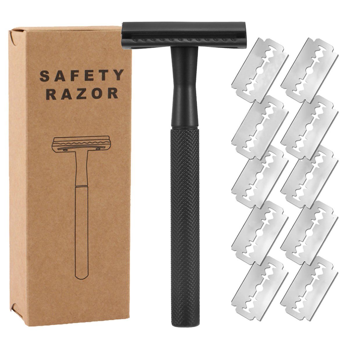 GENERICO - Maquinilla De Afeitar Clasica Con 10 Cuchillas-Negro