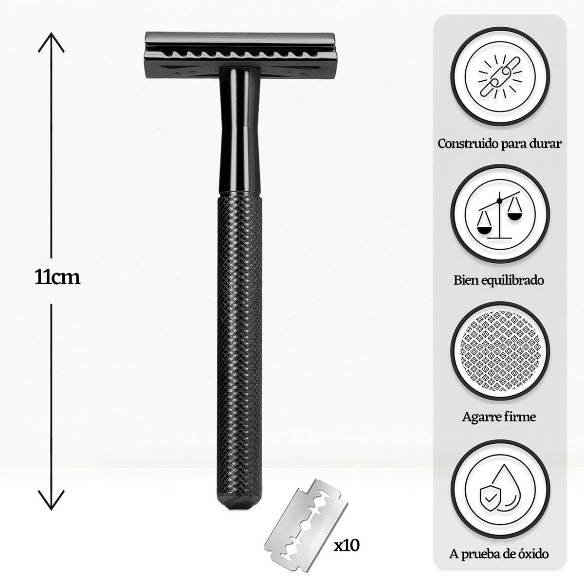 GENERICO - Maquinilla De Afeitar Clasica Con 10 Cuchillas-Negro