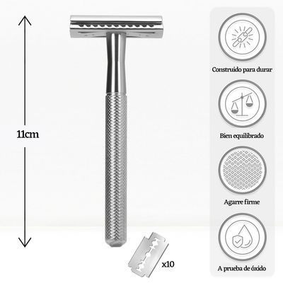 Imagen 2 del producto Maquinilla De Afeitar Clasica Con 10 Cuchillas-Plata