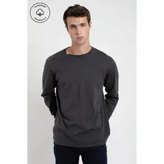 FROENS - Polera manga larga hombre Back text grafito - Algodón orgánico