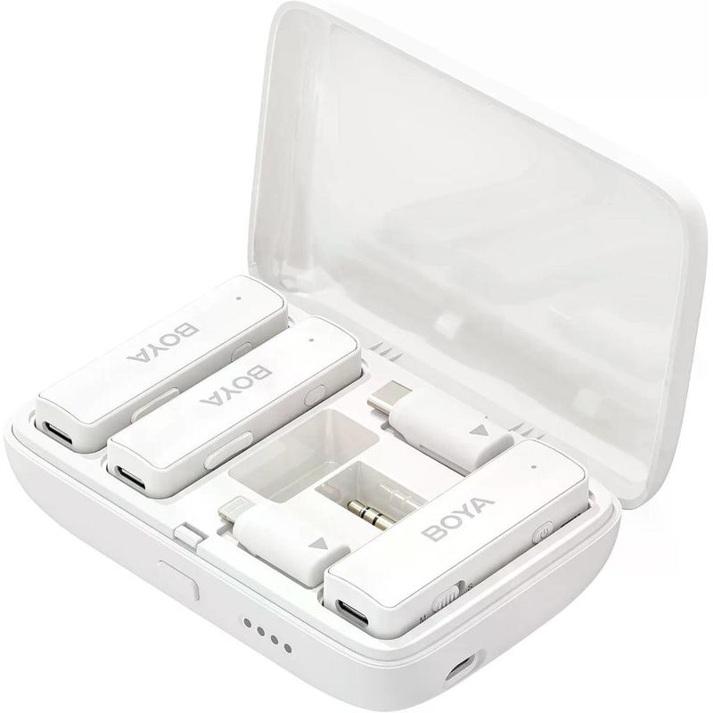 BOYA - BOYALINK  White Sistema de micrófono inalámbrico doble con diseño todo-en-uno