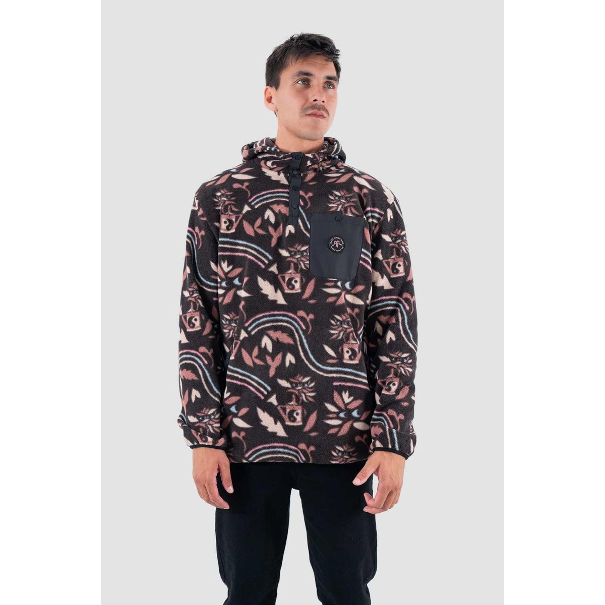 KAYA UNITE - Polar Hombre Hood Half Zip Moke Burdeo