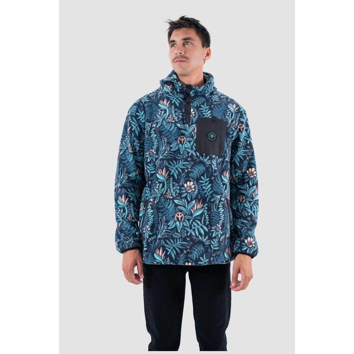 KAYA UNITE - Polar Hombre Hood Half Zip Yedra Teal