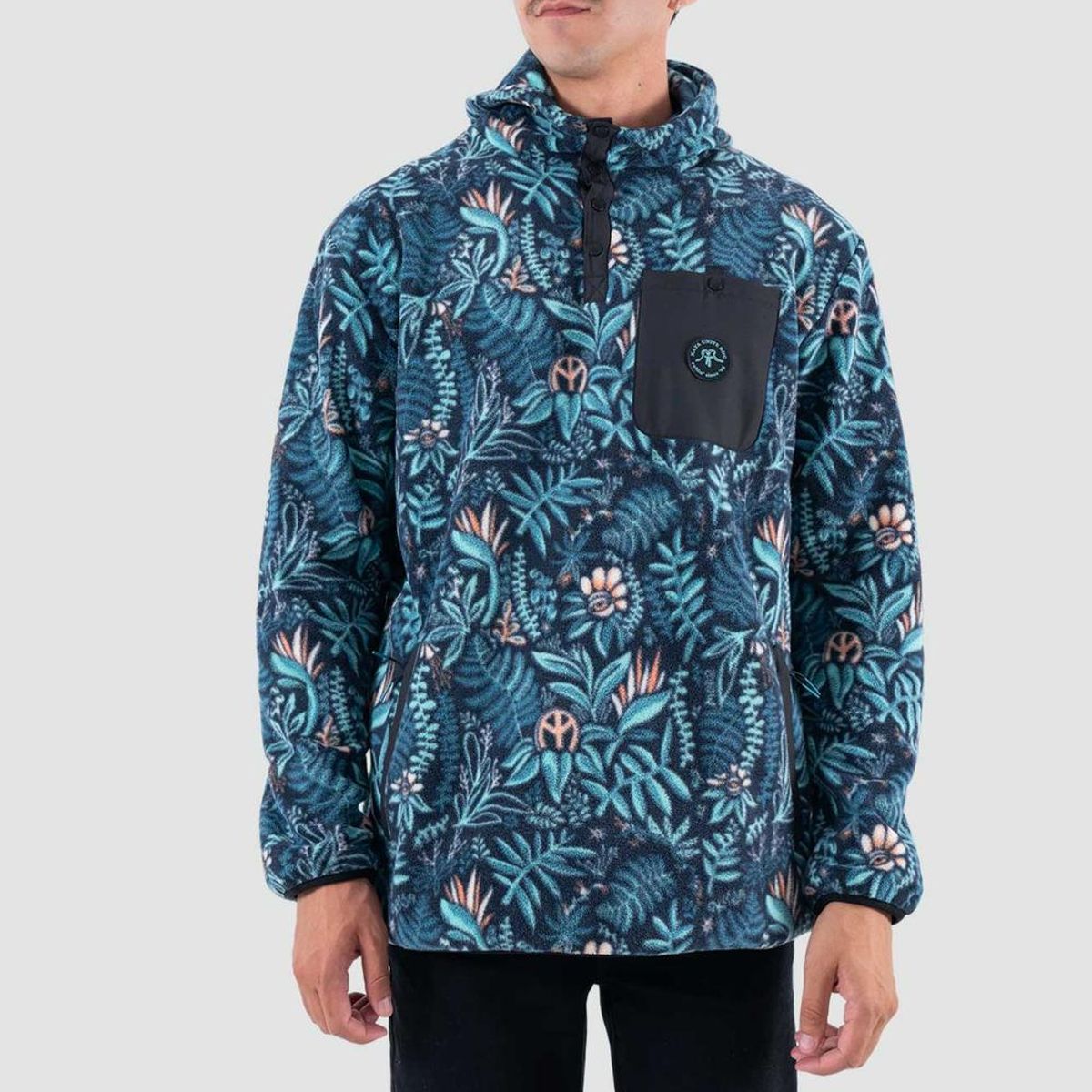 KAYA UNITE - Polar Hombre Hood Half Zip Yedra Teal