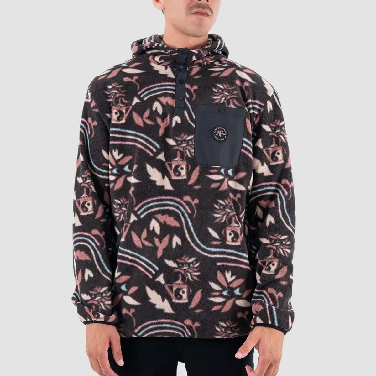 KAYA UNITE - Polar Hombre Hood Half Zip Moke Burdeo