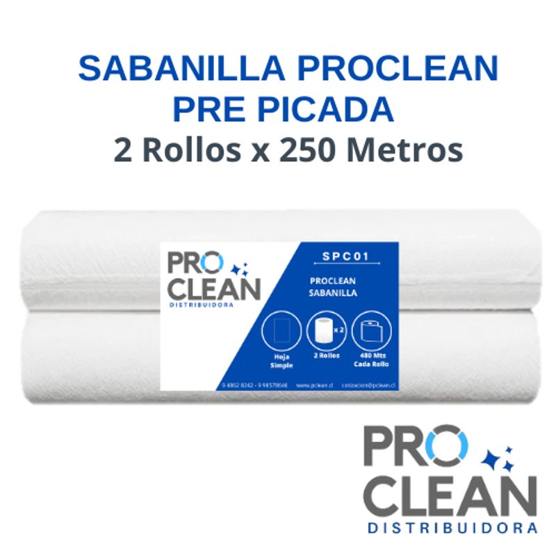GENERICO - SABANILLA PROCLEAN  X2 ROLLOS x 48 METROS