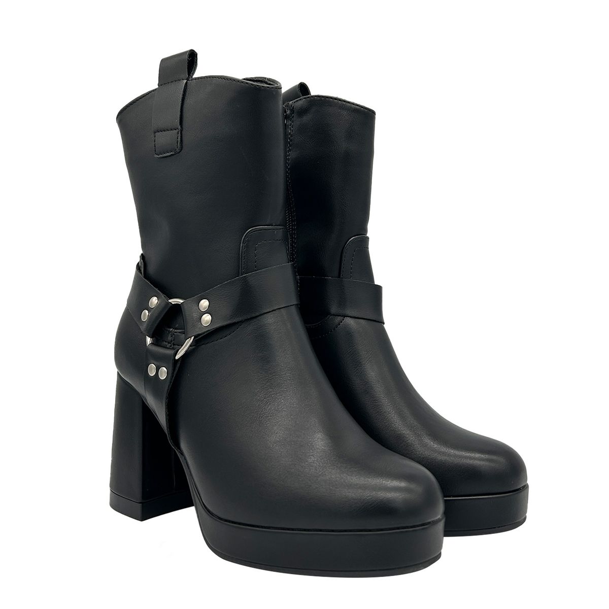 DINASTELLA - Bota para mujer color café con plataforma y detalles metálicos Danicolle