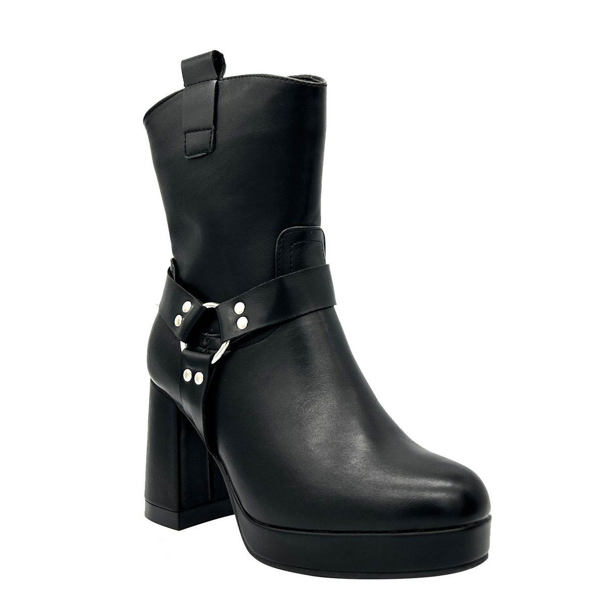DINASTELLA - Bota para mujer color café con plataforma y detalles metálicos Danicolle