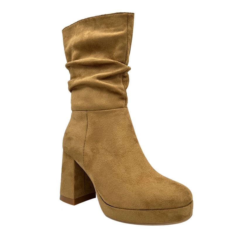 DINASTELLA - Bota para mujer color café con plataforma y detalles metálicos Danicolle