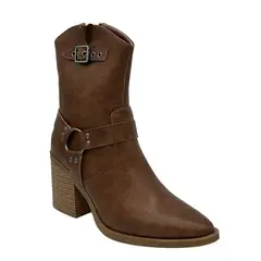 DINASTELLA - Bota para mujer color café con plataforma y detalles metálicos Danicolle