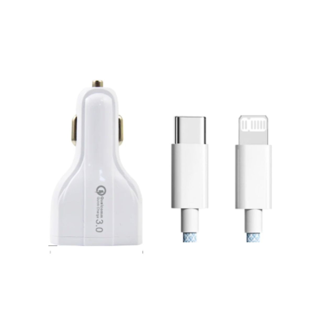GENERICO - Adaptador Cargador Auto Celular + Cable Usb-c To Lightning