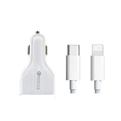 GENERICO - Adaptador Cargador Auto Celular + Cable Usb-c To Lightning