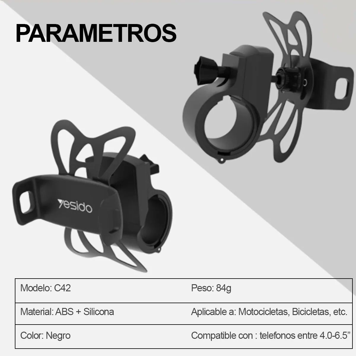 YESIDO - Soporte Porta Celular Holder Moto Bicicleta Yesido C42