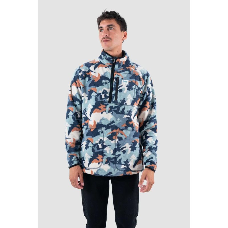 KAYA UNITE - Polar Hombre Half Zip Patch Geo Azul