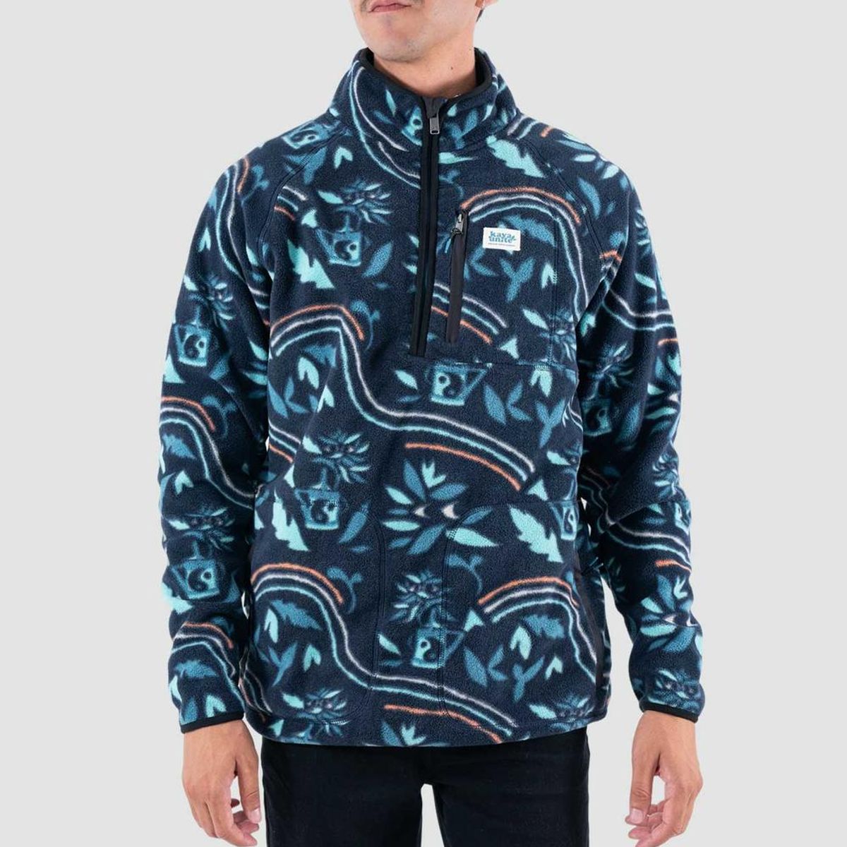 KAYA UNITE - Polar Hombre Half Zip Patch Moke Petrol