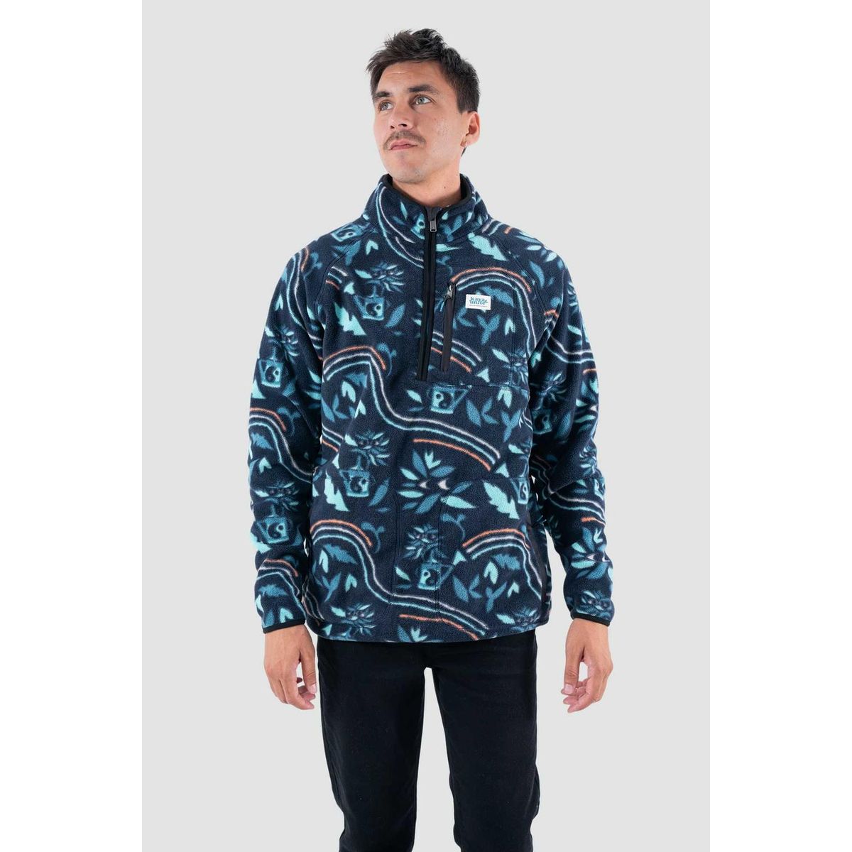 KAYA UNITE - Polar Hombre Half Zip Patch Moke Petrol