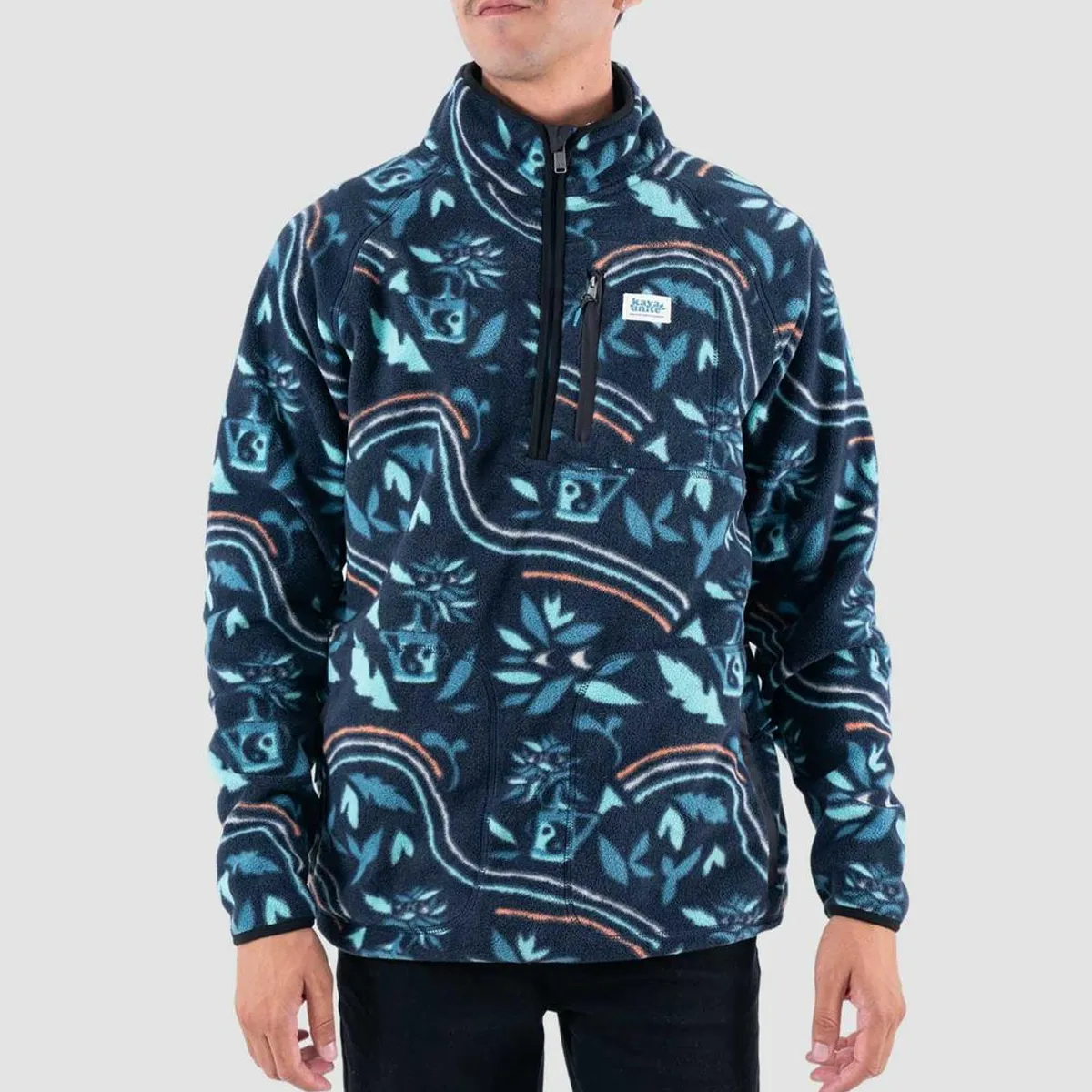 KAYA UNITE - Polar Hombre Half Zip Patch Moke Petrol