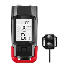 GENERICO - Luz delantera recargable con bocina y velocímetro rojo