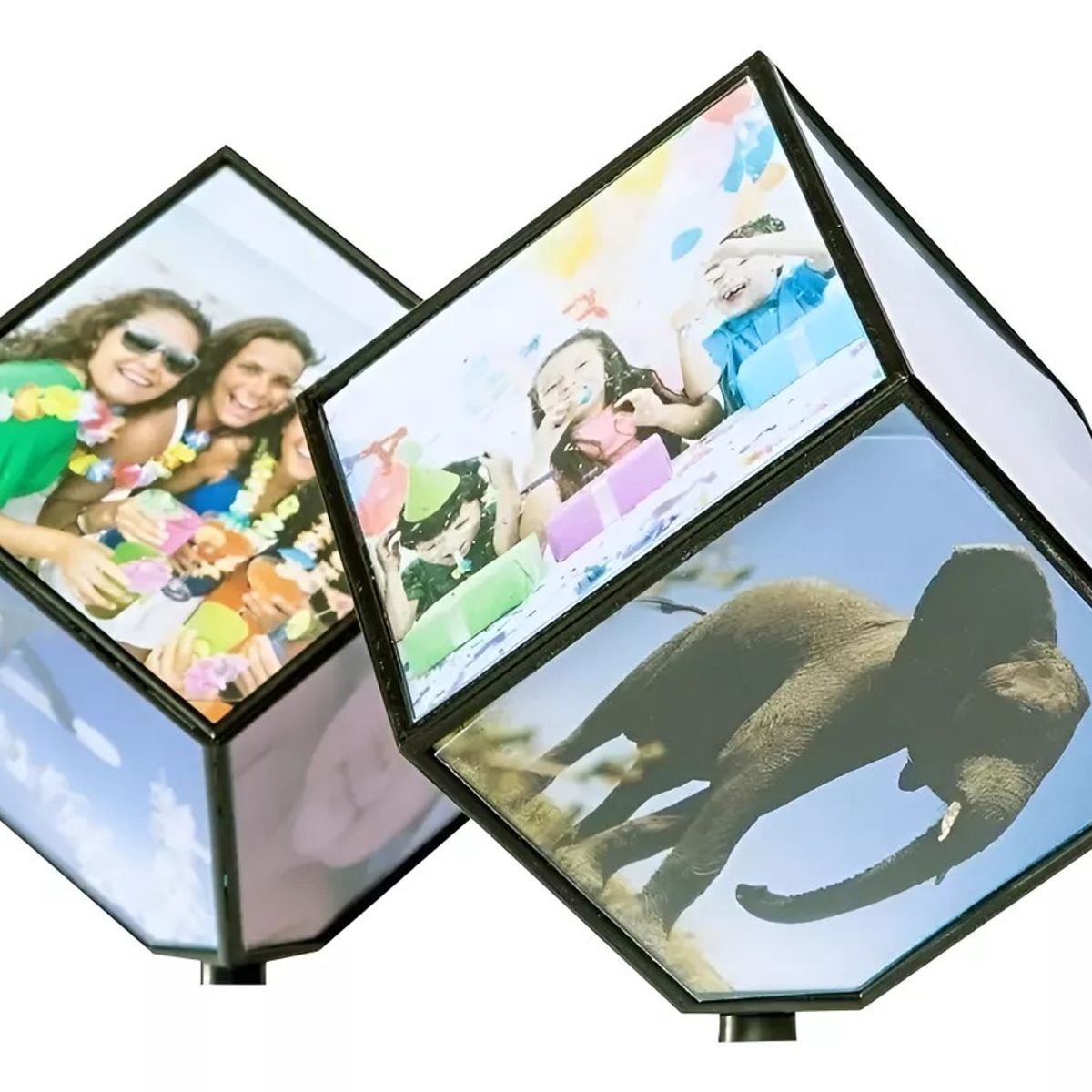 GENERICO - 2 Portafotos Cubo Giratorio / Portarretratos Magico 6 Fotos