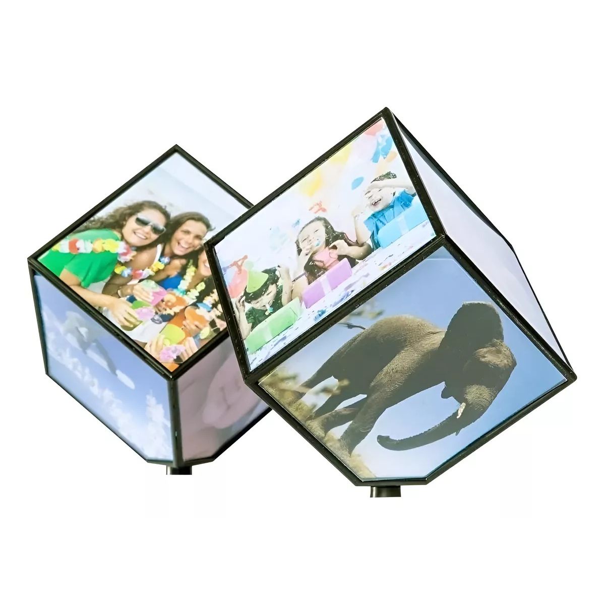 GENERICO - 2 Portafotos Cubo Giratorio / Portarretratos Magico 6 Fotos