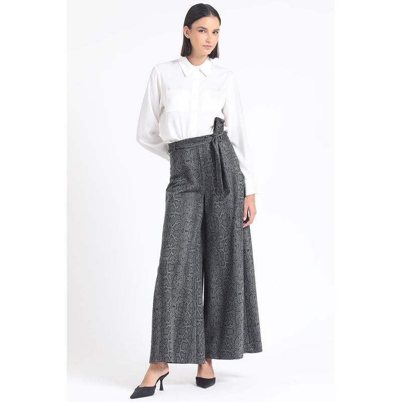 LIOLA - Pantalon Palazzo Tiro Alto Estampado Piton Gris Liola