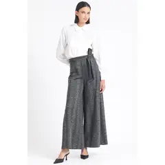 LIOLA - Pantalon Palazzo Tiro Alto Estampado Piton Gris