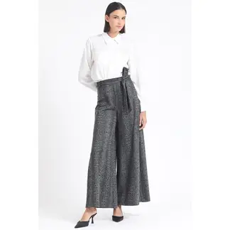 LIOLA - Pantalon Palazzo Tiro Alto Estampado Piton Gris