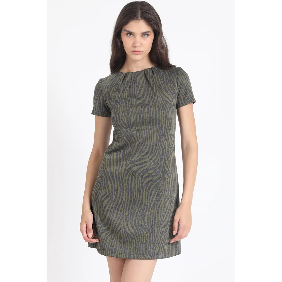 LIOLA - Vestido Estampado Animal, Verde Liola