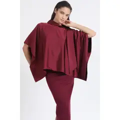 LIOLA - Bluson Amplio Tipo Poncho, Satin Vino