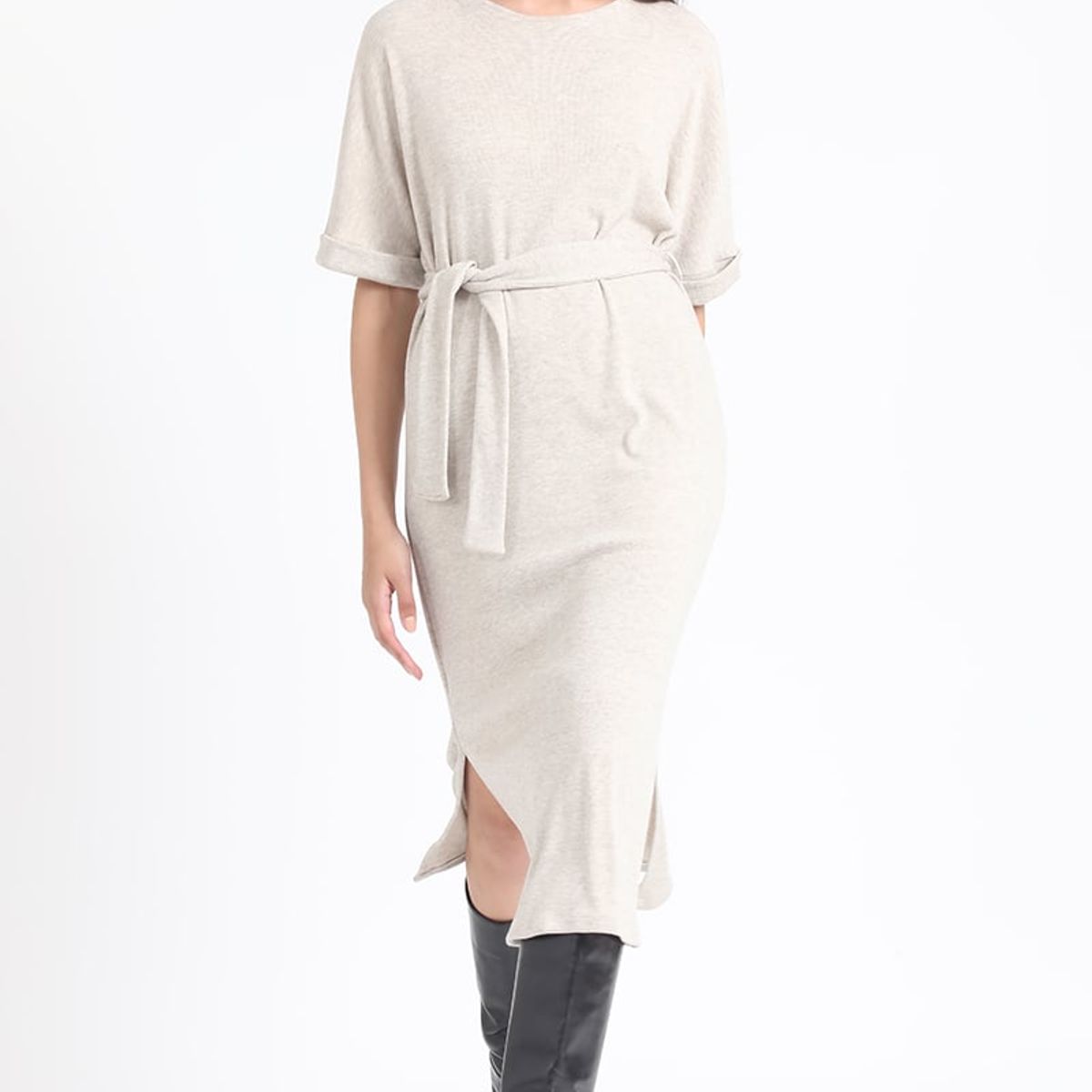 LIOLA - Vestido Maxi, Punto, Beige Liola