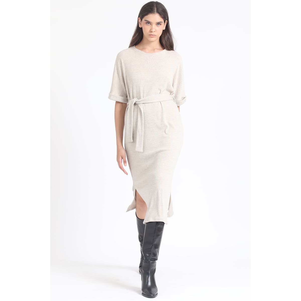 LIOLA - Vestido Maxi, Punto, Beige Liola