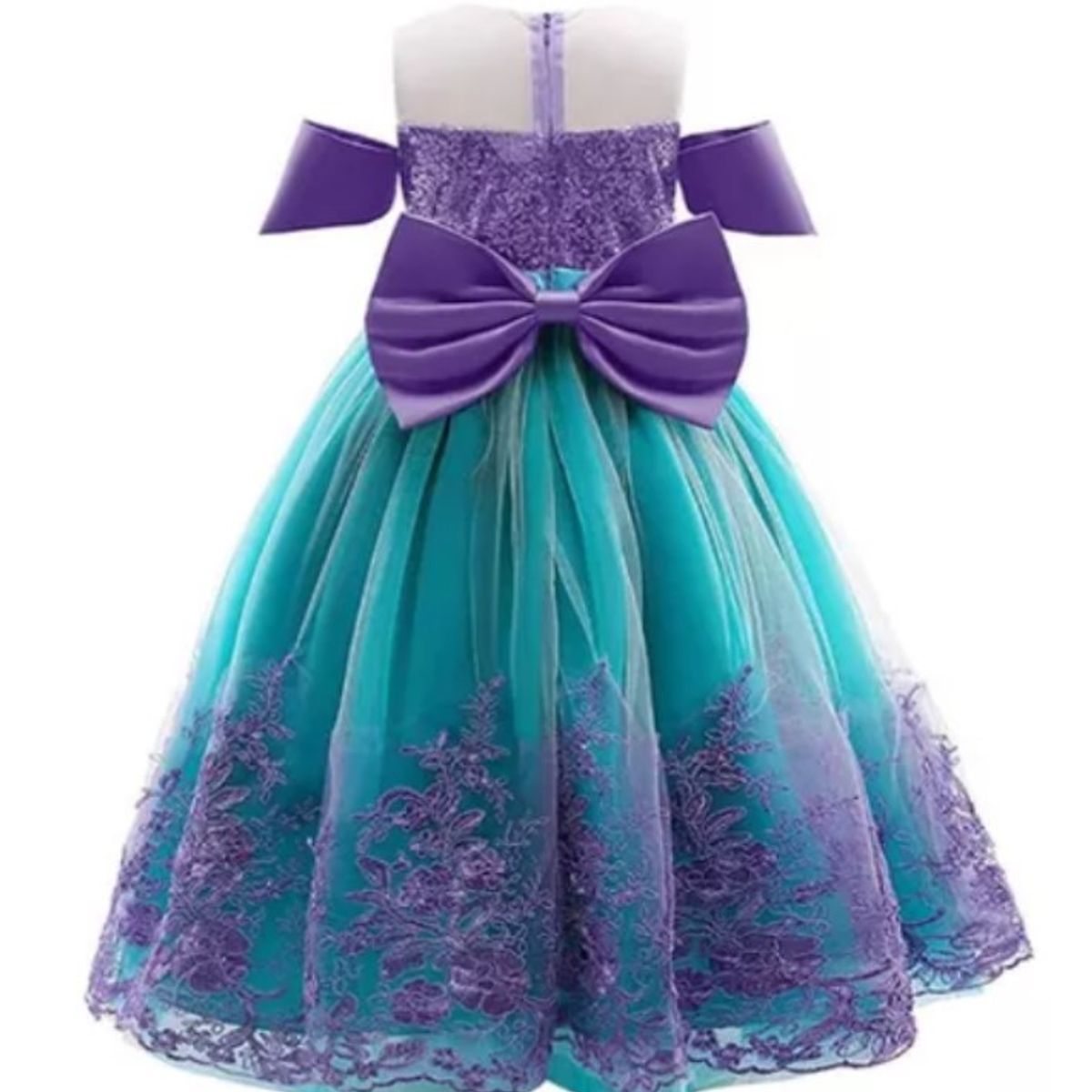 GENERICO - Disfraz Vestido Niña Sirena, Púrpura y Turquesa Talla 10