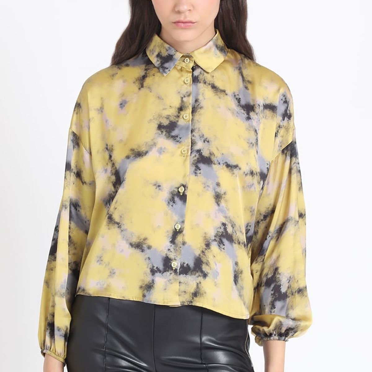 LIOLA - Blusa  Satin Estampado, Amarillo Liola