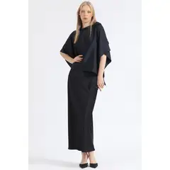 LIOLA - Falda Maxi Sesgada Satin Negro